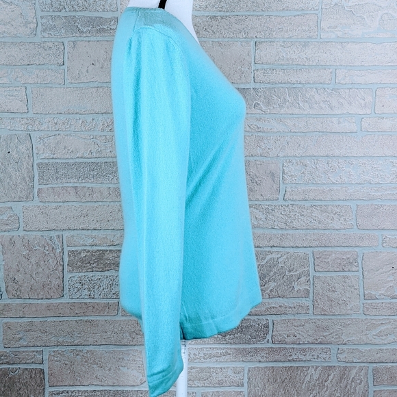 ENZO MANTOVANI 100% Cashmere V-Neck Bright Blue - Picture 6 of 8